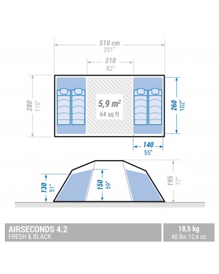Палатка надувная Quechua Air Seconds 4.2 Fresh & Black