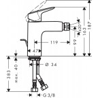 Смеситель для биде Hansgrohe Logis 100, 71200000
