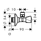 Угловой запорный вентиль Hansgrohe E, 13902000