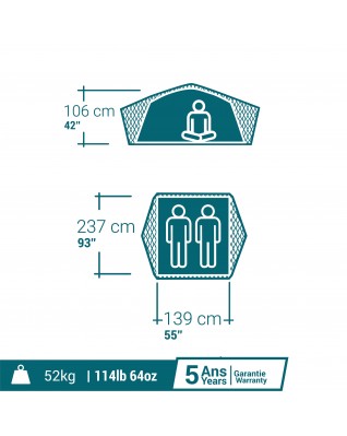 Палатка Quechua на крышу авто 2-мест. MH500 F&B