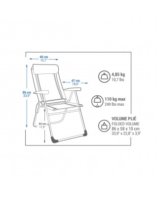 Стул складной Quechua (кресло) Comfort, сталь