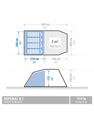 Кемпинговая палатка Quechua Arpenaz 4.1 Fresh & Black