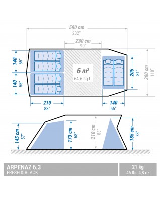 Кемпинговая палатка Quechua Arpenaz 6.3 Fresh & Black