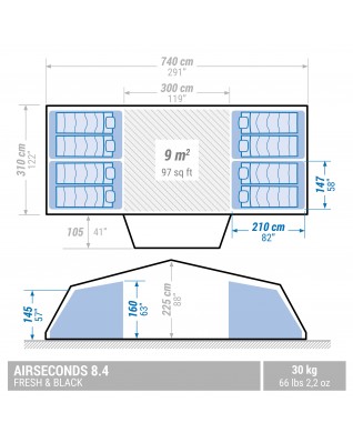 Палатка надувная Quechua Air Seconds 8.4 Fresh&Black