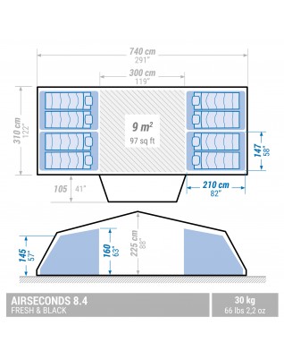 Палатка надувная Quechua Air Seconds 8.4 Fresh&Black