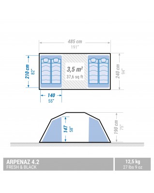 Кемпинговая палатка Quechua Arpenaz 4.2 Fresh & Black